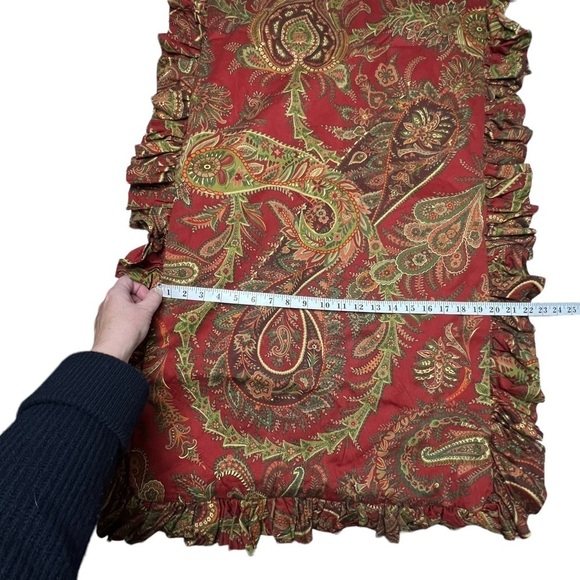 Pottery Barn Paisley Cotton King Ruffle Red Green Pillow Sham Multicolor **Lined - Picture 6 of 6